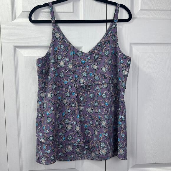 CAbi #3453 Floral Print Scrollwork Cami Top Sz Small Purple Dainty Whimsy Girly - Picture 10 of 14
